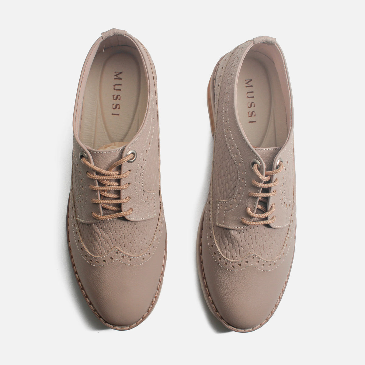 Oxford tacon kiran de cuero para mujer - Taupe