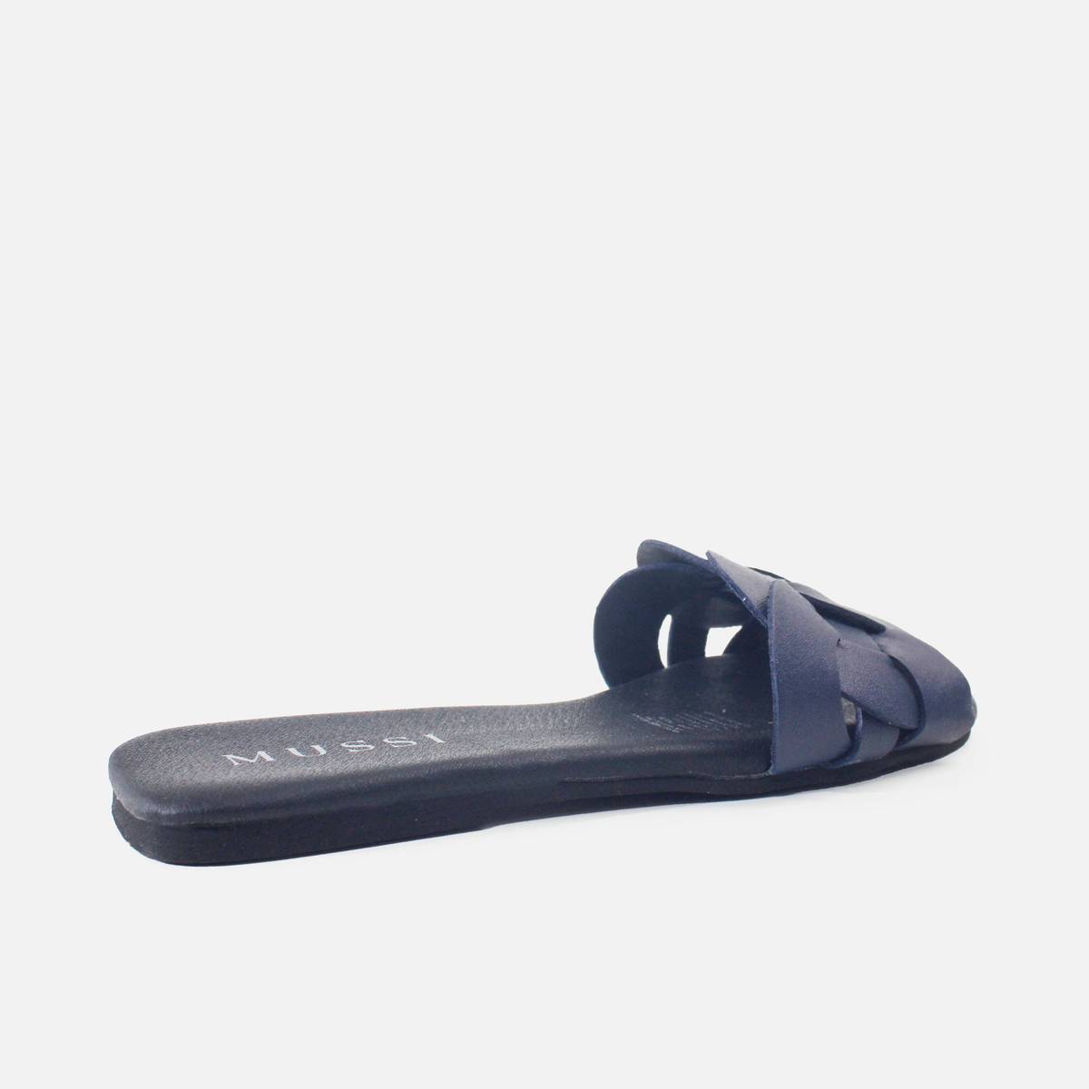 Sandalia plana aria de cuero para mujer - Azul