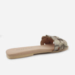 Sandalia plana setubla de cuero para mujer - Bronce