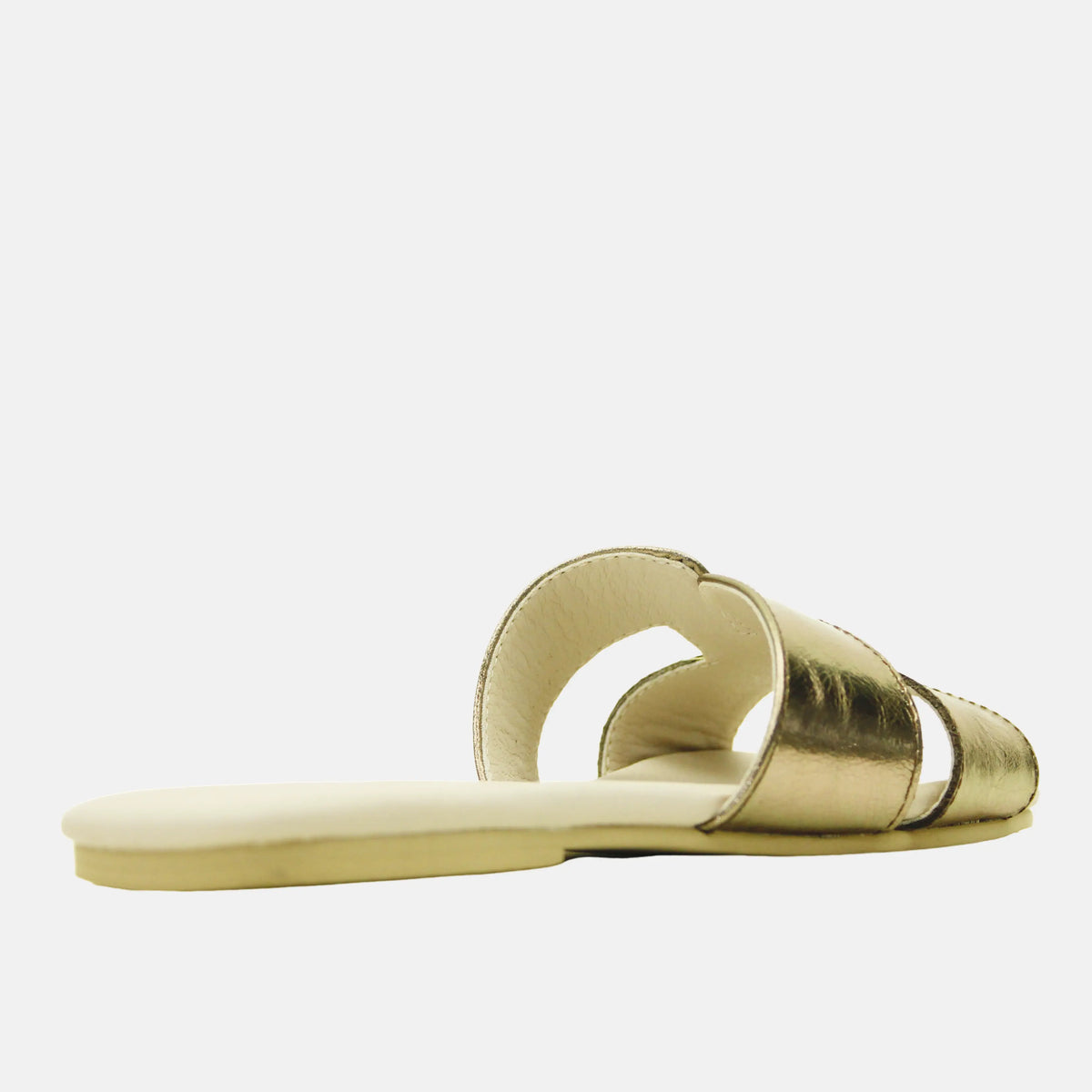 Sandalia plana lyon de cuero para mujer - Bronce