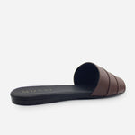 Sandalia plana ottawa de cuero para mujer - Café