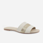 Sandalia plana ottawa de cuero para mujer - Hueso