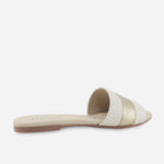 Sandalia plana ottawa de cuero para mujer - Hueso