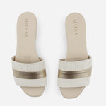 Sandalia plana ottawa de cuero para mujer - Hueso