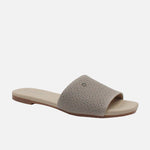 Sandalia plana bangui de cuero para mujer - Gris