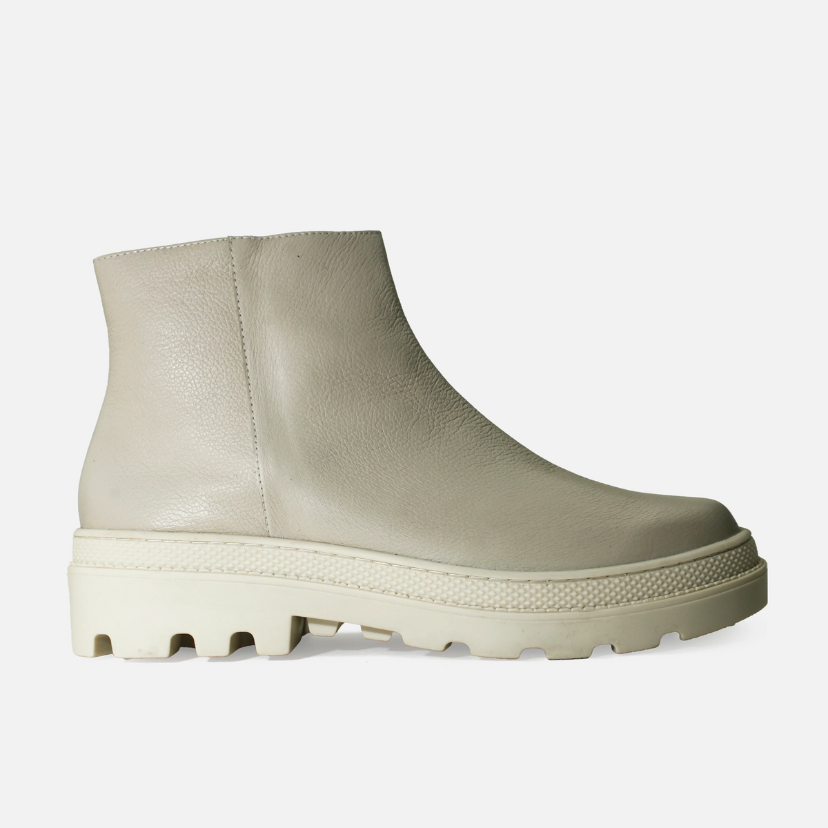 Botin tractorado lydia de cuero para mujer - Hueso