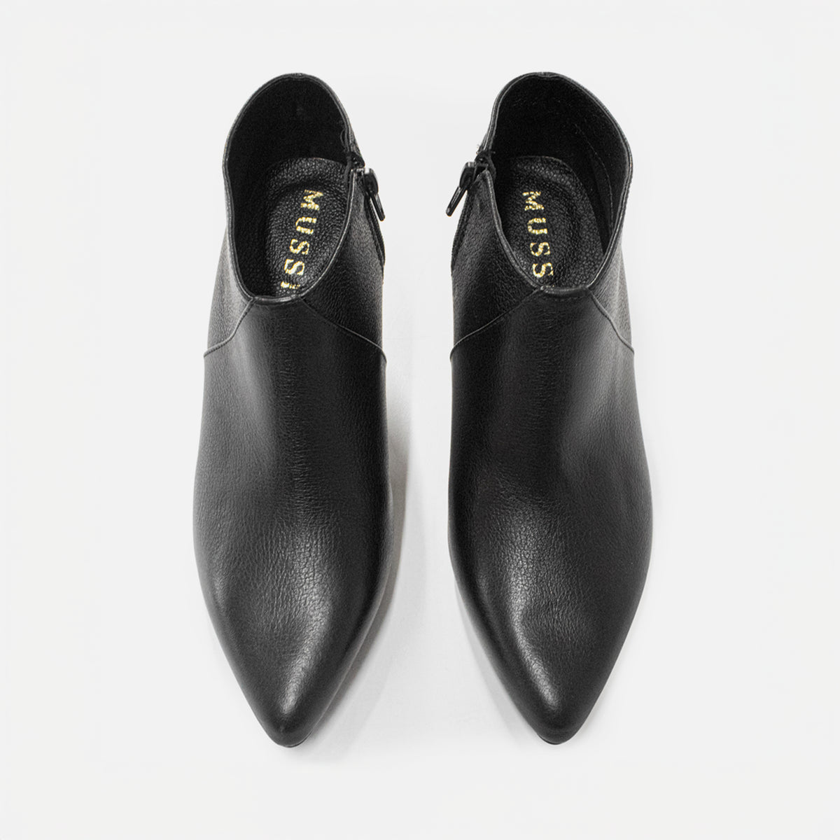 Botin tacon laos de cuero para mujer - Negro