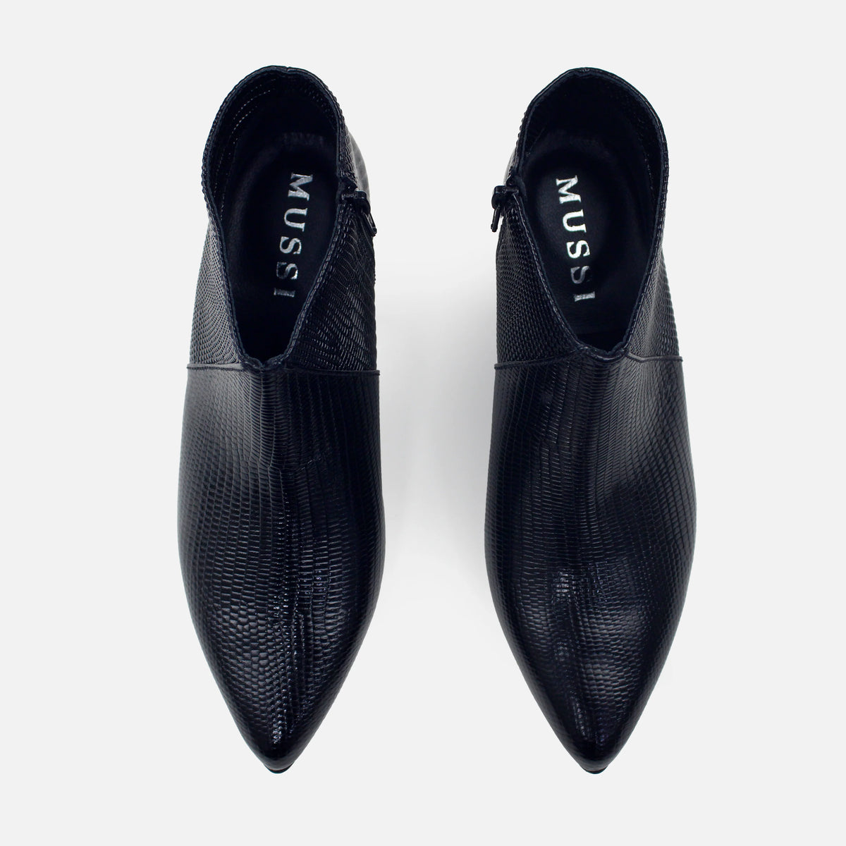 Botin tacon laos de cuero para mujer - Negro