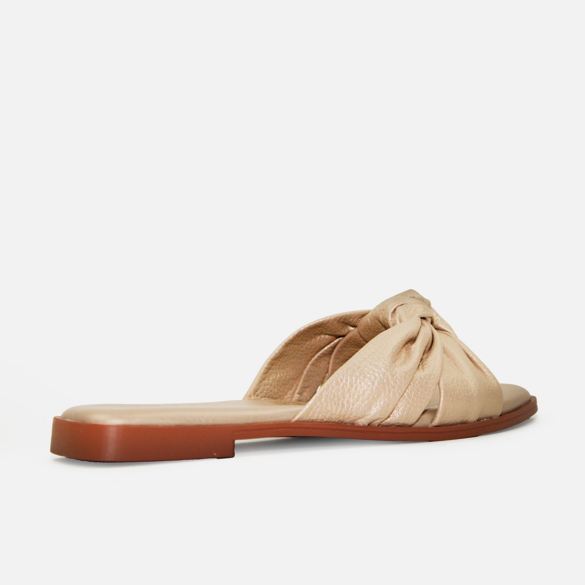 Sandalia plana silvana de cuero para mujer - Oro