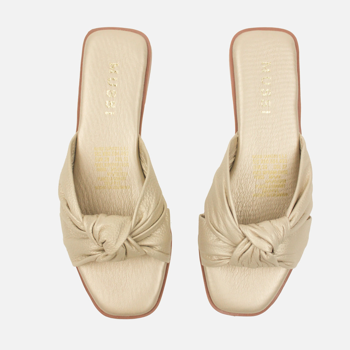 Sandalia plana silvana de cuero para mujer - Oro