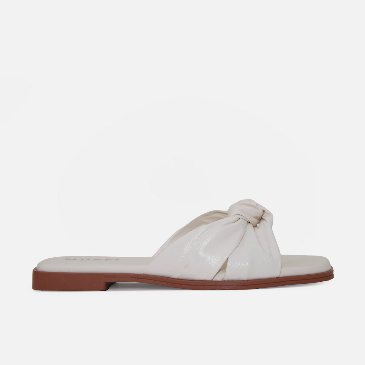 Sandalia plana silvana de cuero para mujer - Hueso