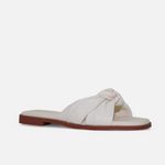 Sandalia plana silvana de cuero para mujer - Hueso