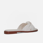 Sandalia plana silvana de cuero para mujer - Hueso