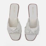 Sandalia plana silvana de cuero para mujer - Hueso