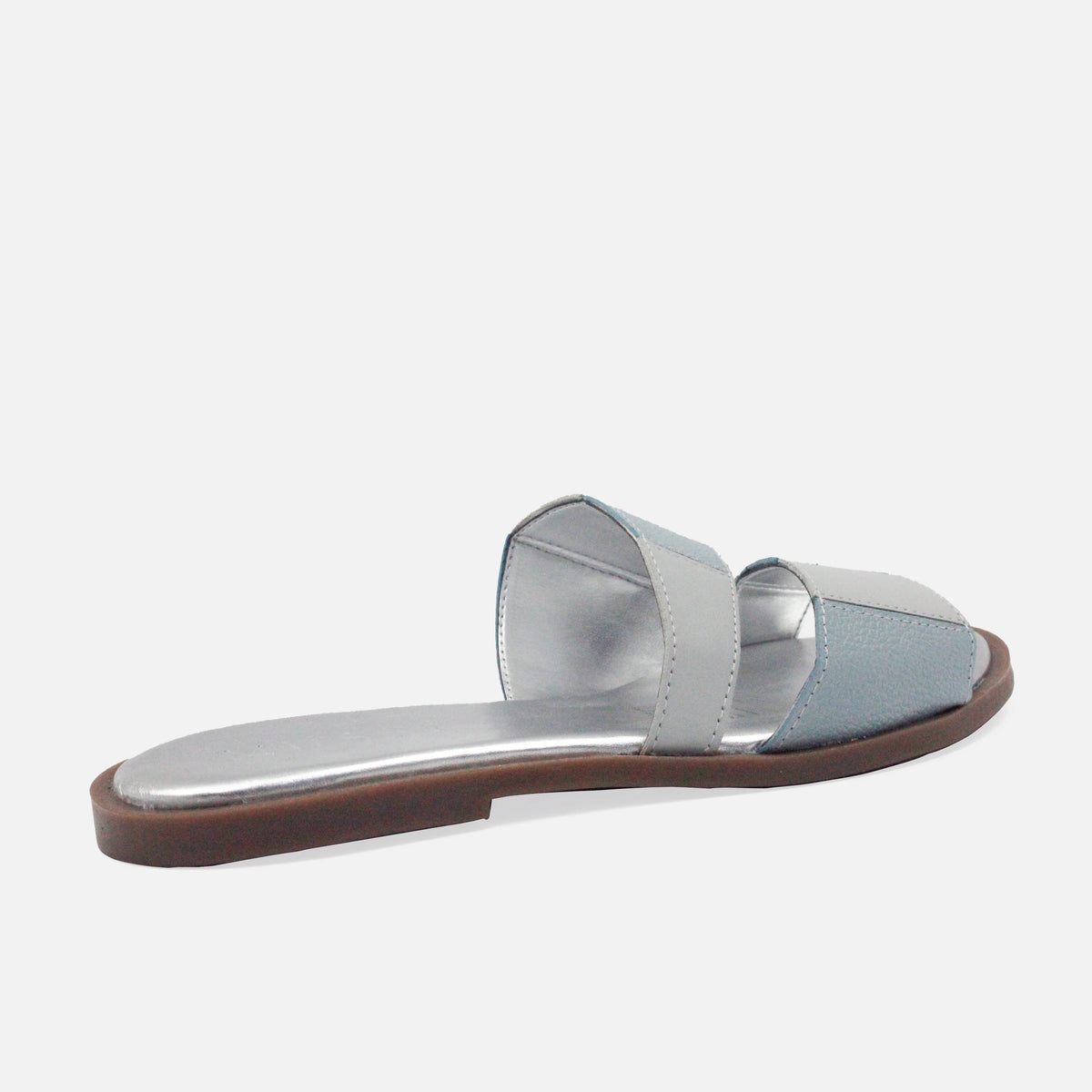 Sandalia plana tranquilidad de cuero para mujer - Celeste