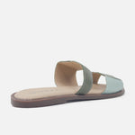 Sandalia plana tranquilidad de cuero para mujer - Verde