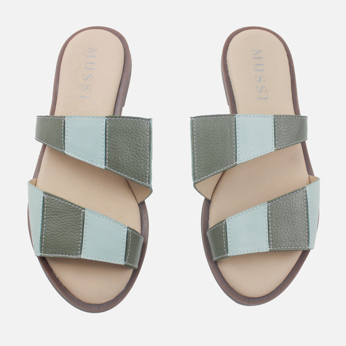 Sandalia plana tranquilidad de cuero para mujer - Verde