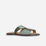 Sandalia plana tranquilidad de cuero para mujer - Menta