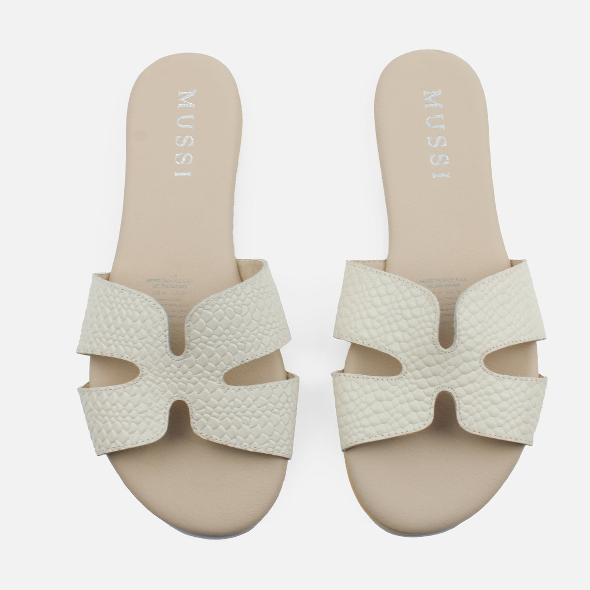 Sandalia plana rem de cuero para mujer - Blanco