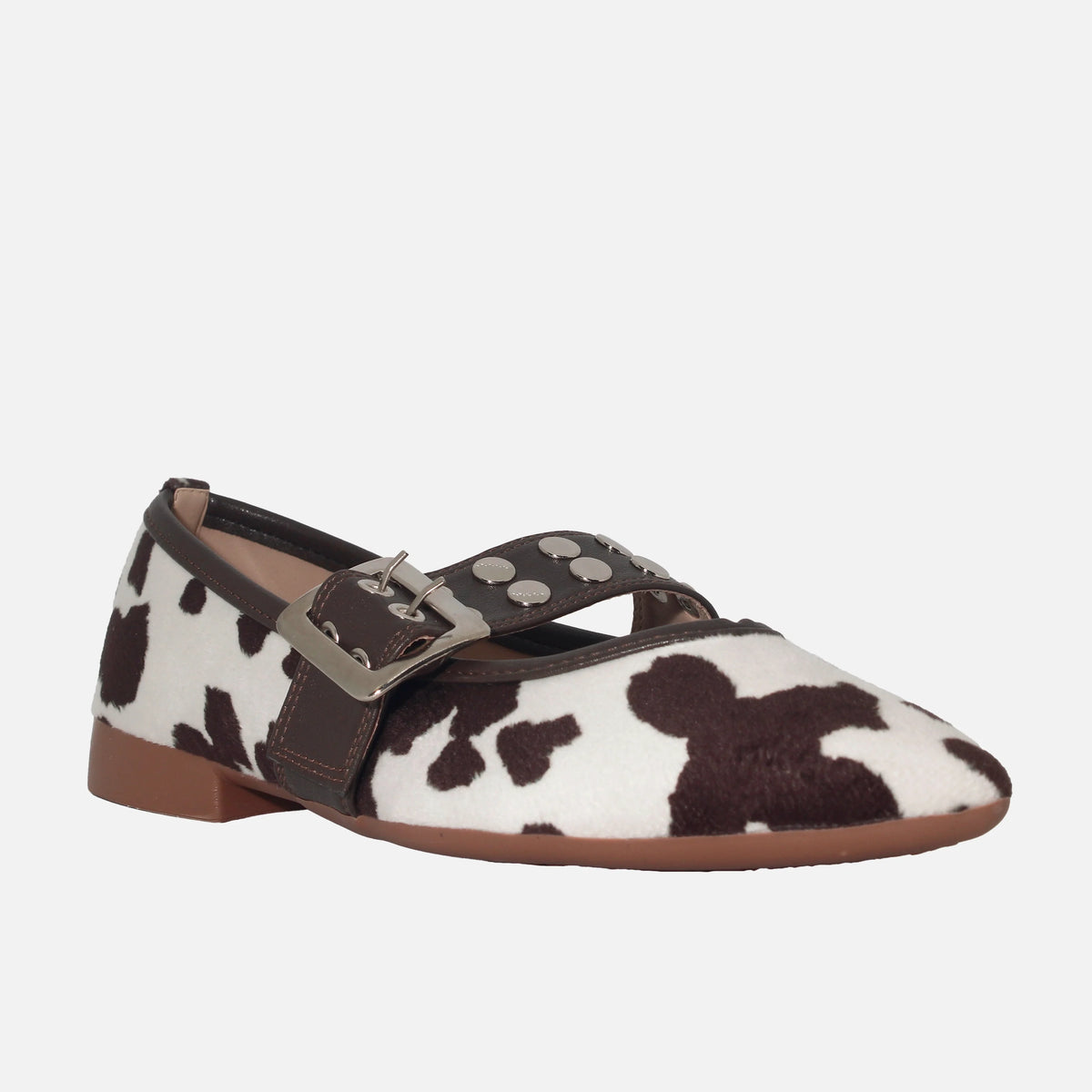 Baleta plana atena de textil para mujer - Café