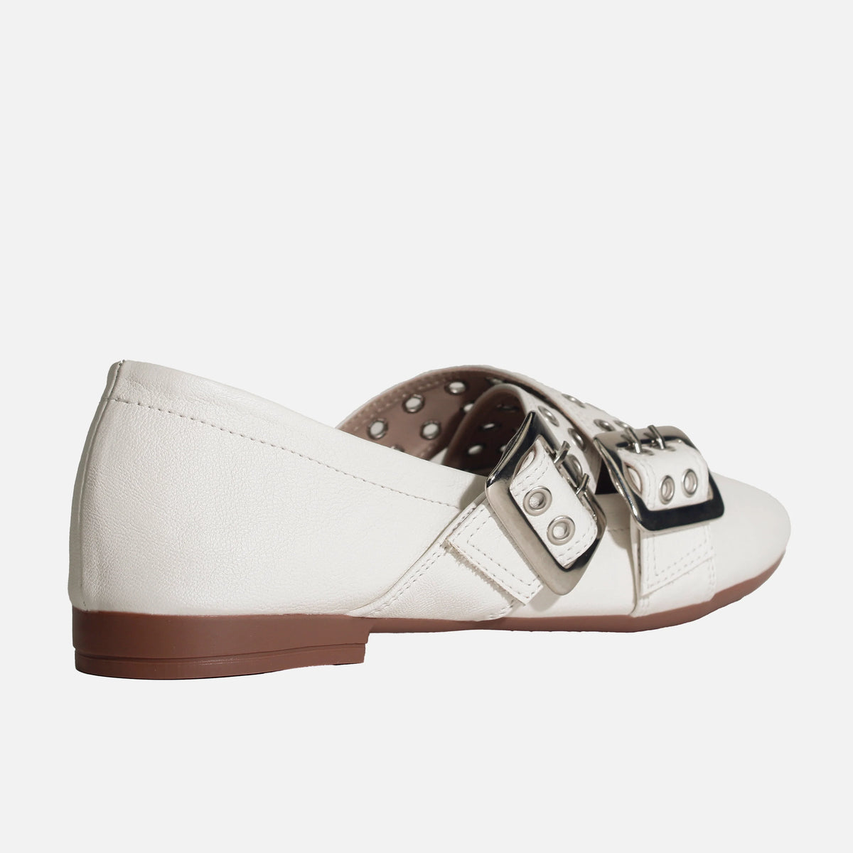 Baleta plana camelia de sintético para mujer - Hueso