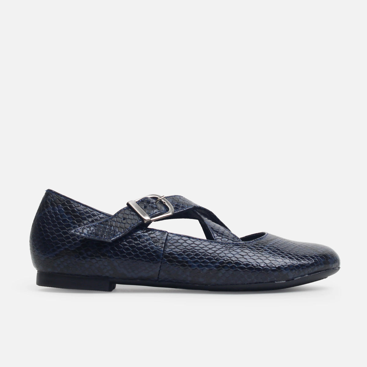 Baleta plana camila de cuero para mujer - Azul