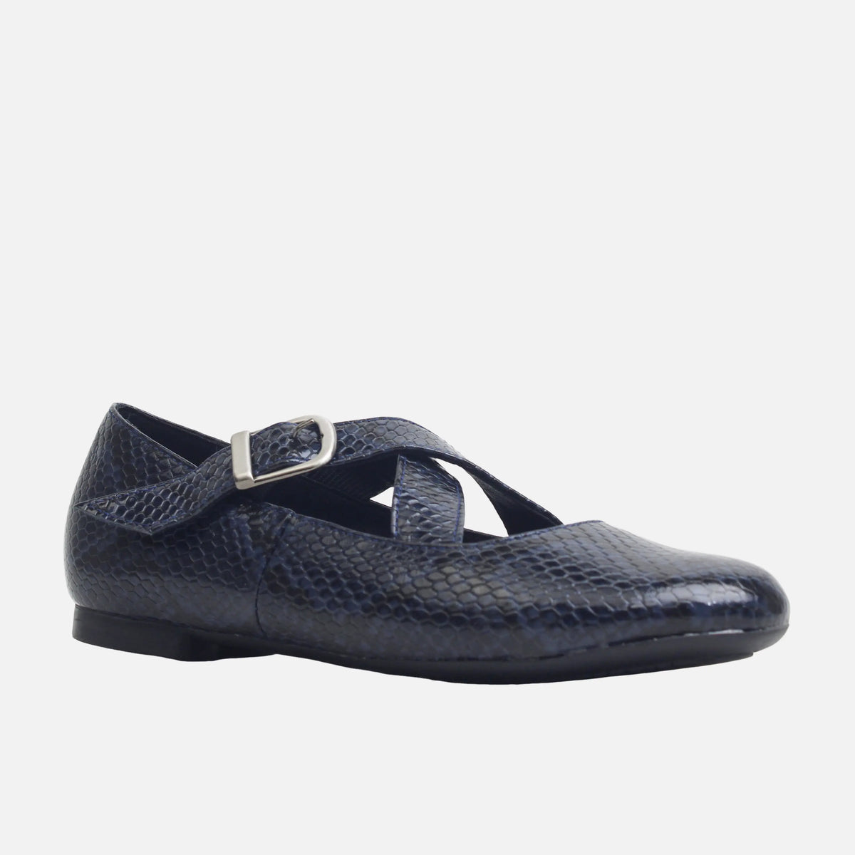 Baleta plana camila de cuero para mujer - Azul