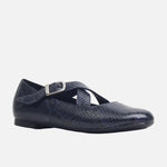 Baleta plana camila de cuero para mujer - Azul
