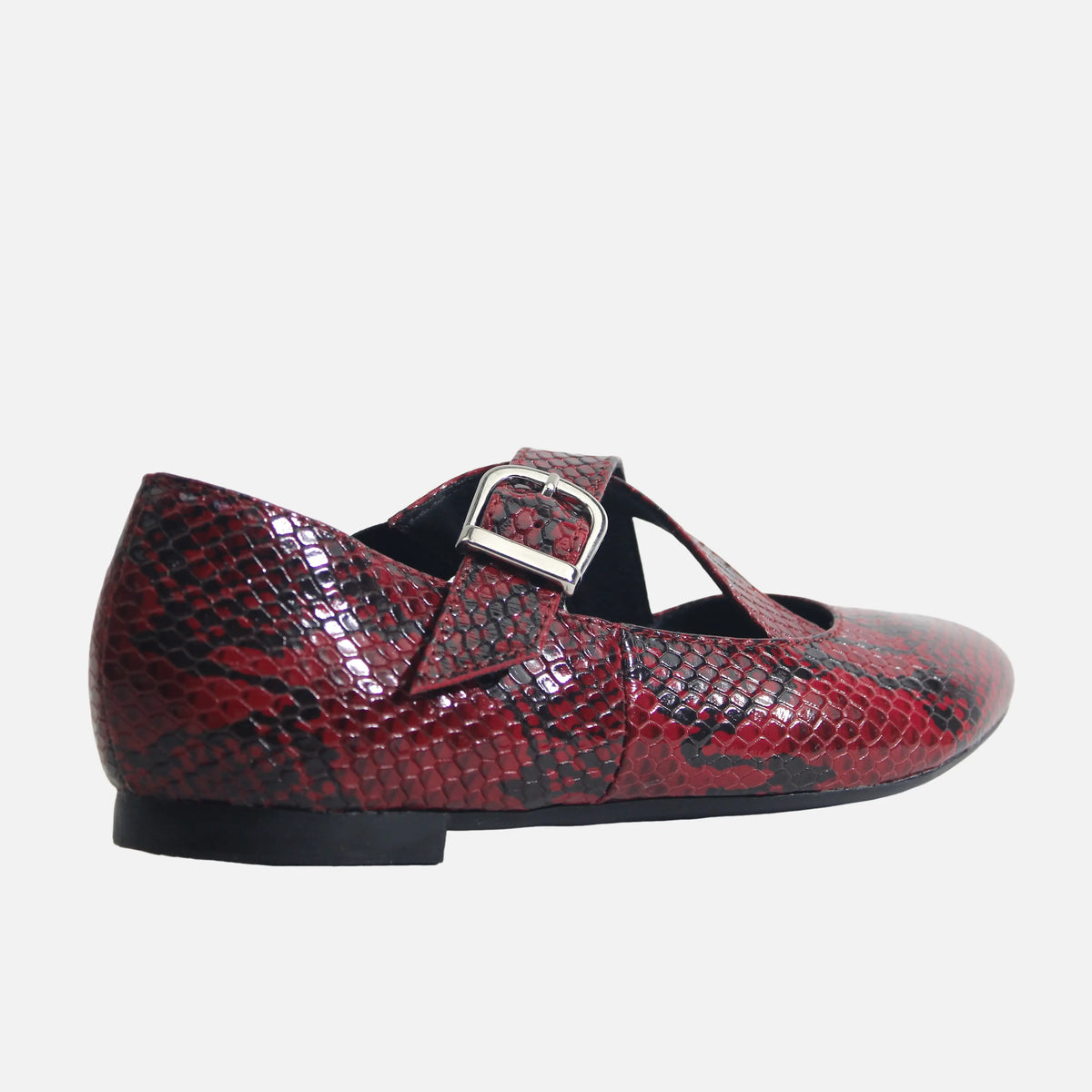 Baleta plana camila de cuero para mujer - Rojo