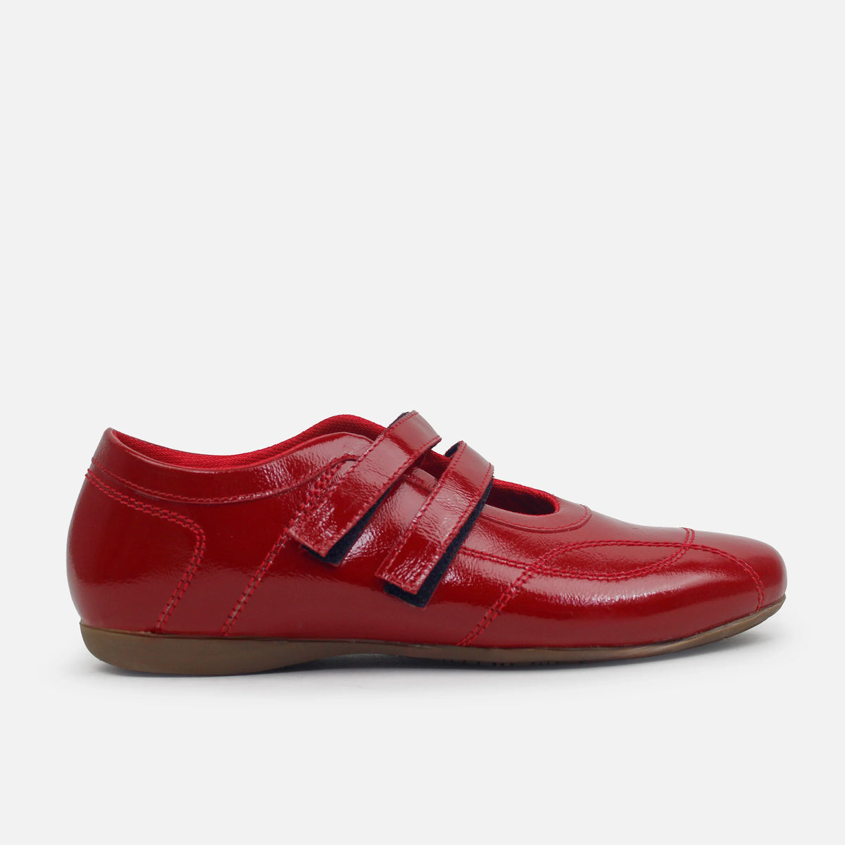 Baleta plana zeferina de cuero para mujer - Rojo