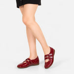 Baleta plana astra de cuero para mujer - Rojo