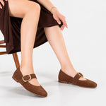 Baleta plana jacinta de cuero para mujer - Miel