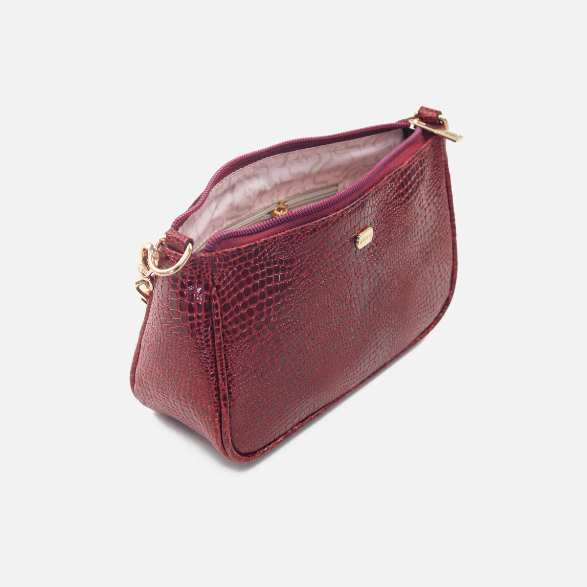 Cartera luisa de cuero para mujer - Vino