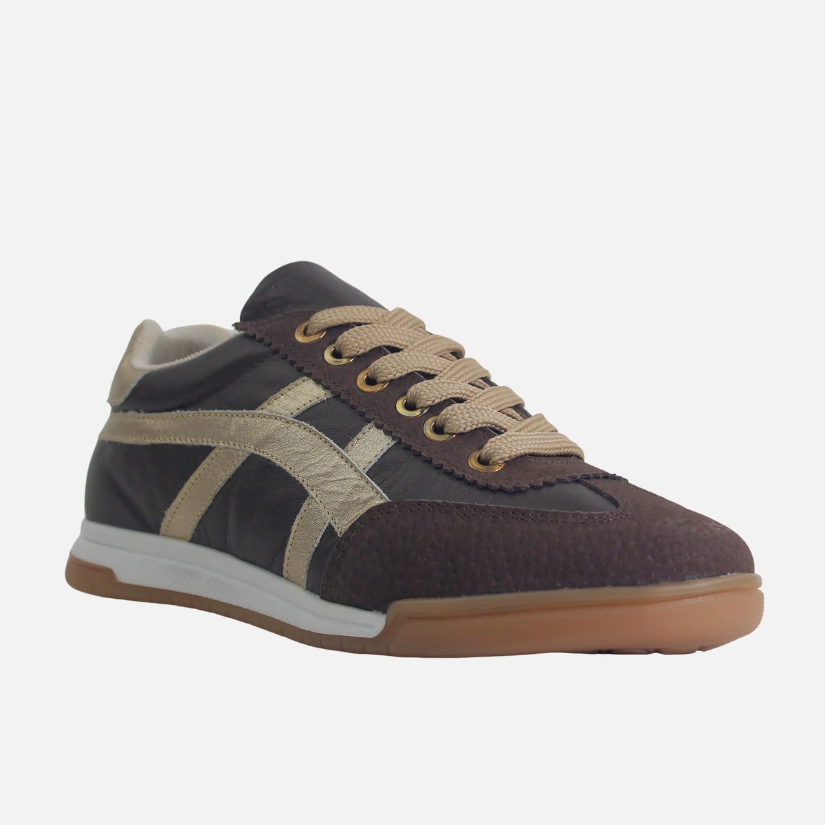 Tenis darsy de cuero para mujer - Café