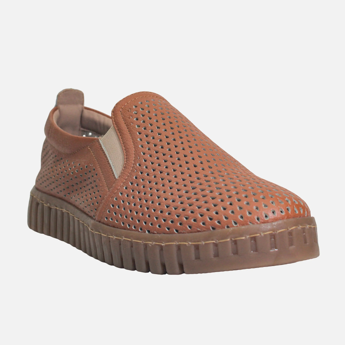 Tenis oria de cuero para mujer - Miel