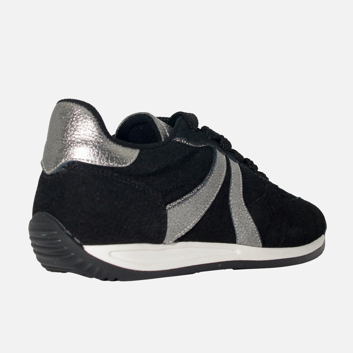 Tenis cloe de cuero para mujer - Negro