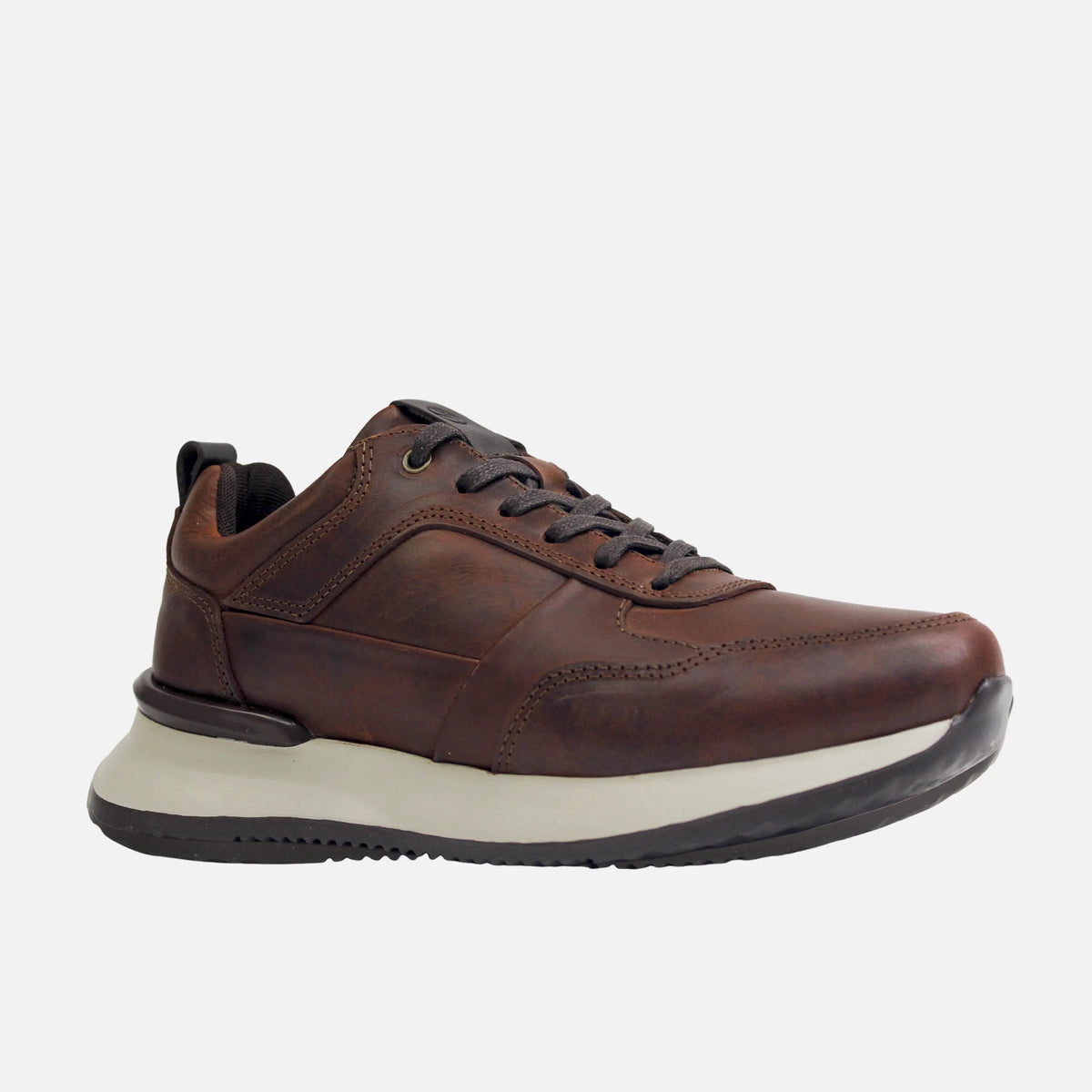 Tenis renzo de cuero para hombre - Café