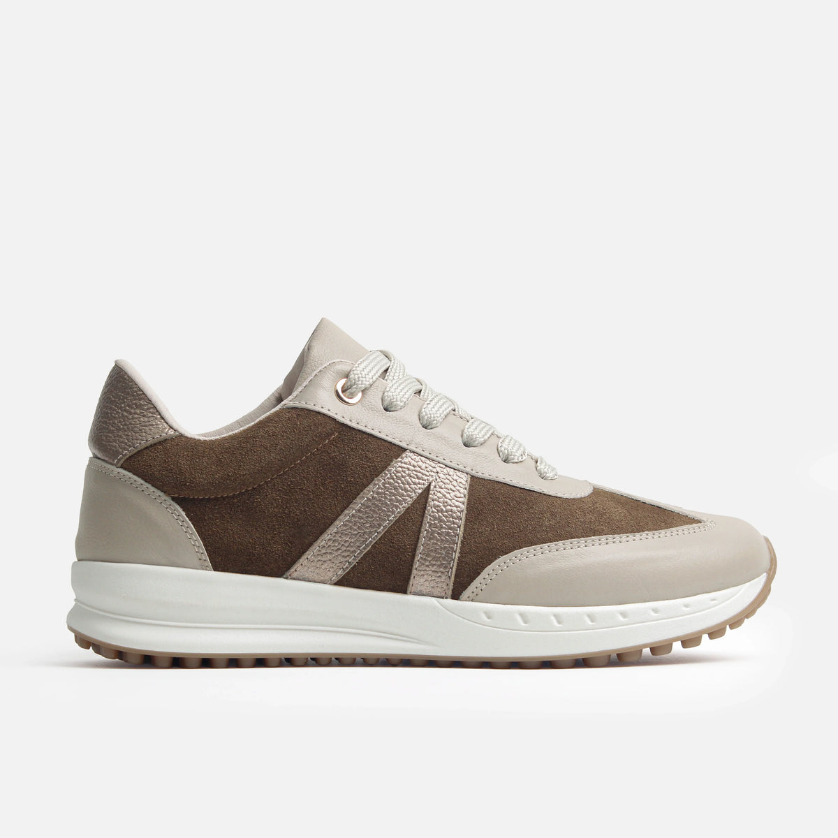 Tenis onixia de cuero para mujer - Café
