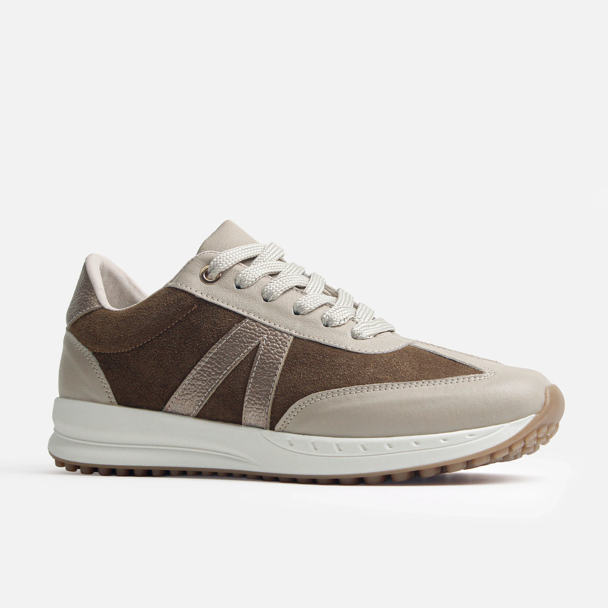 Tenis onixia de cuero para mujer - Café