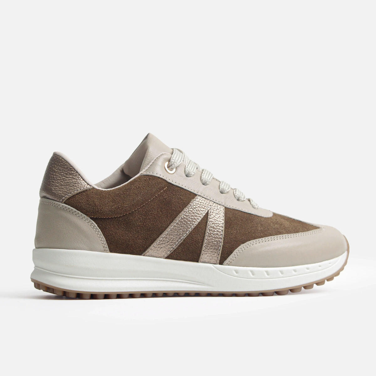 Tenis onixia de cuero para mujer - Café