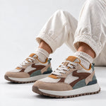 Tenis pivot de cuero para mujer - Café