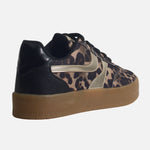 Tenis con plataforma arlet de cuero para mujer - Cafe