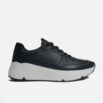Tenis con plataforma isara de cuero para mujer - Negro