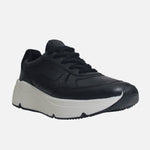 Tenis con plataforma isara de cuero para mujer - Negro