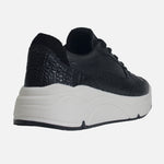 Tenis con plataforma isara de cuero para mujer - Negro