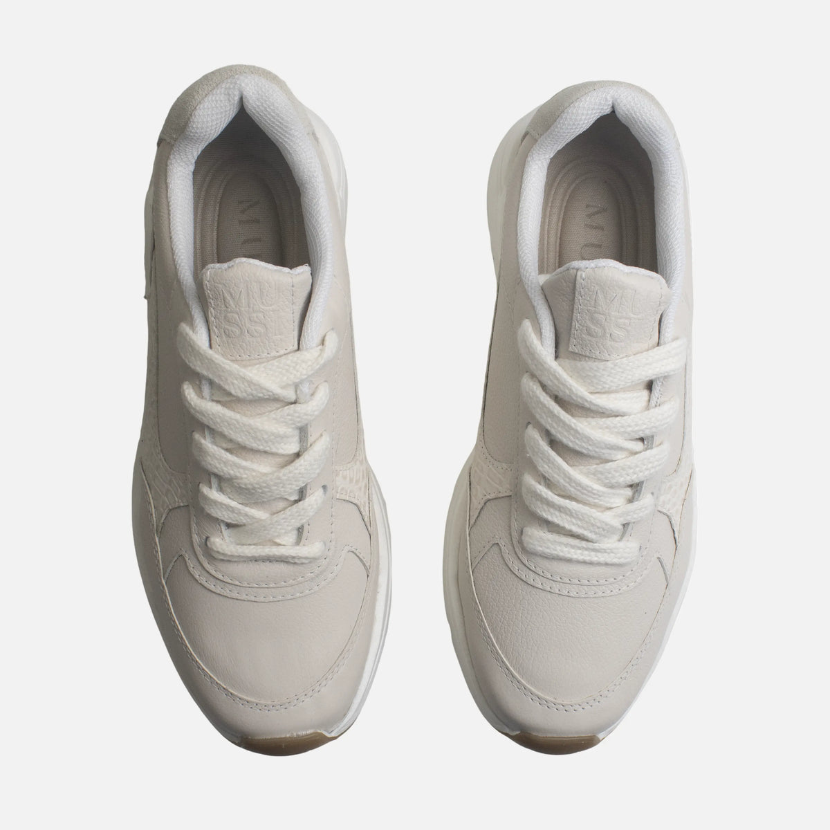 Tenis con plataforma isara de cuero para mujer - Hueso