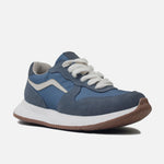 Tenis con plataforma ibi de cuero para mujer - Azul