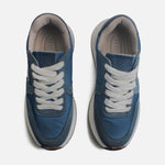 Tenis con plataforma ibi de cuero para mujer - Azul