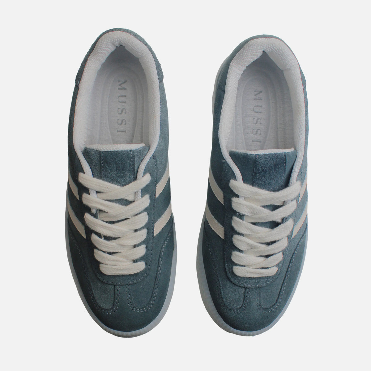 Tenis con plataforma jaral de cuero para mujer - Azul