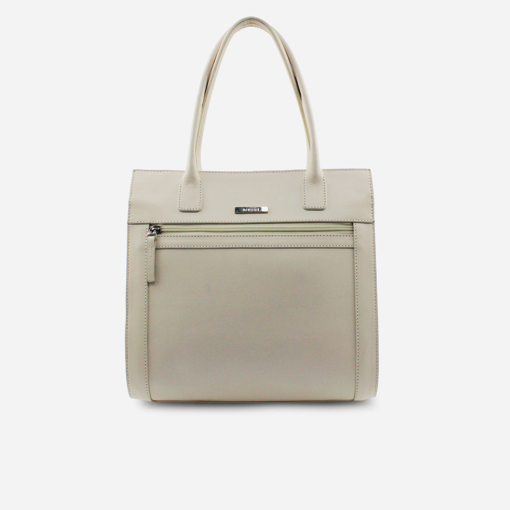 Cartera grere de cuero para mujer - Hueso